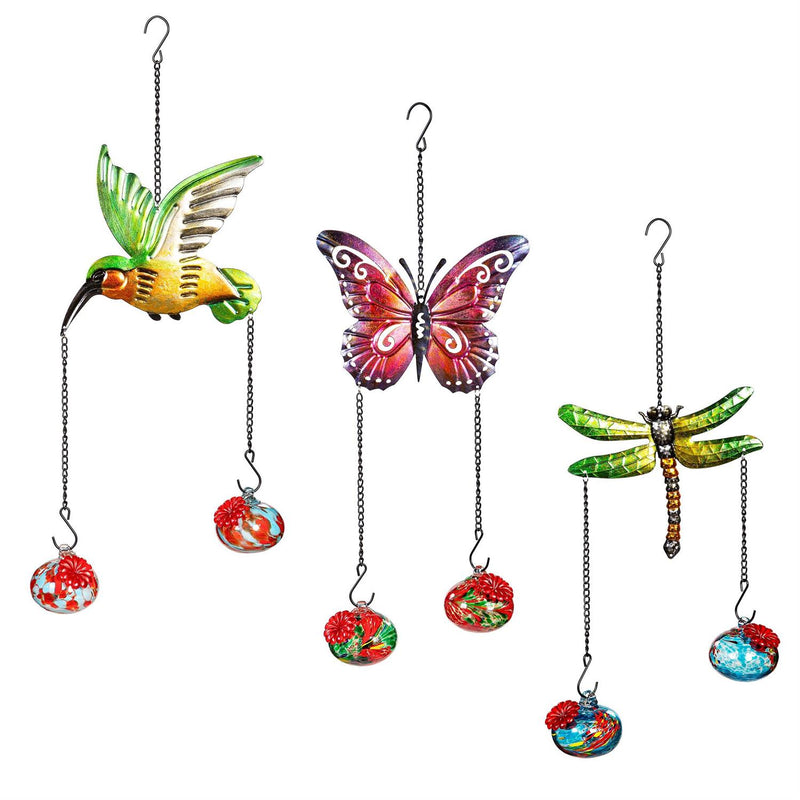 Metal Hanging Hummingbird & Butterfly Hummingbird Feeder