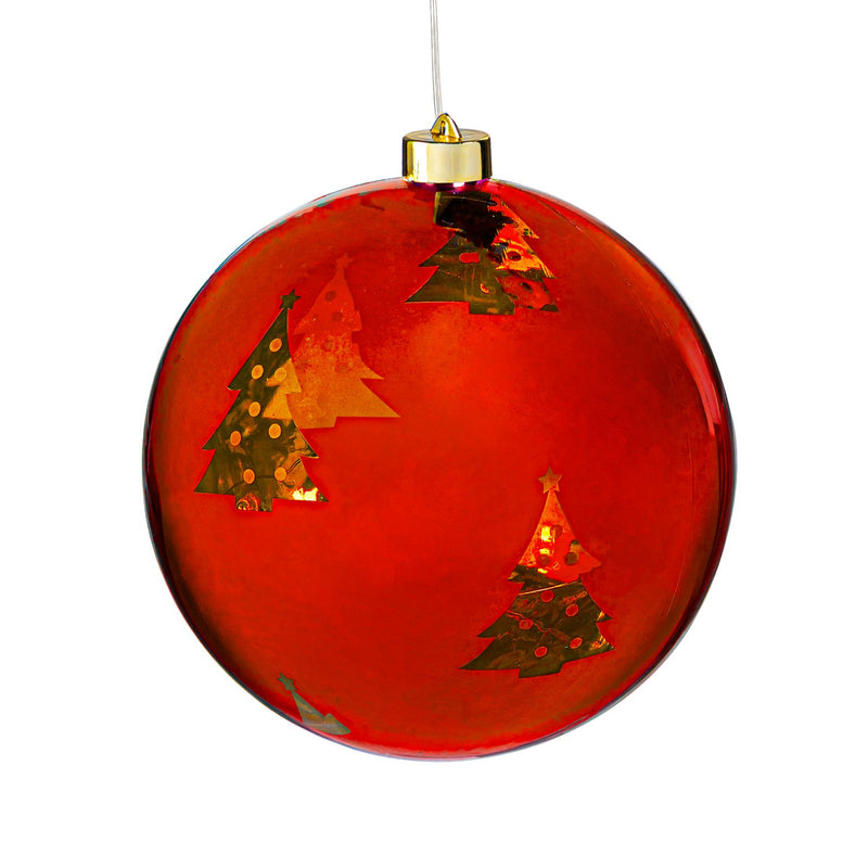 8" Shatterproof Battery Operated Ornament with Trees, Red,2la2036rd