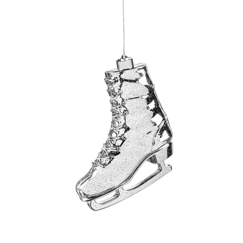 Ice skate Shatterproof Battery Operated LED Ornament, 2 ASST, Red and Silver,2la2039