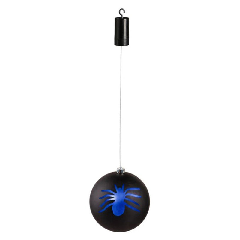 8" Shatterproof Battery Operated LED Ornament with Giant Spiders, Black,2la2137