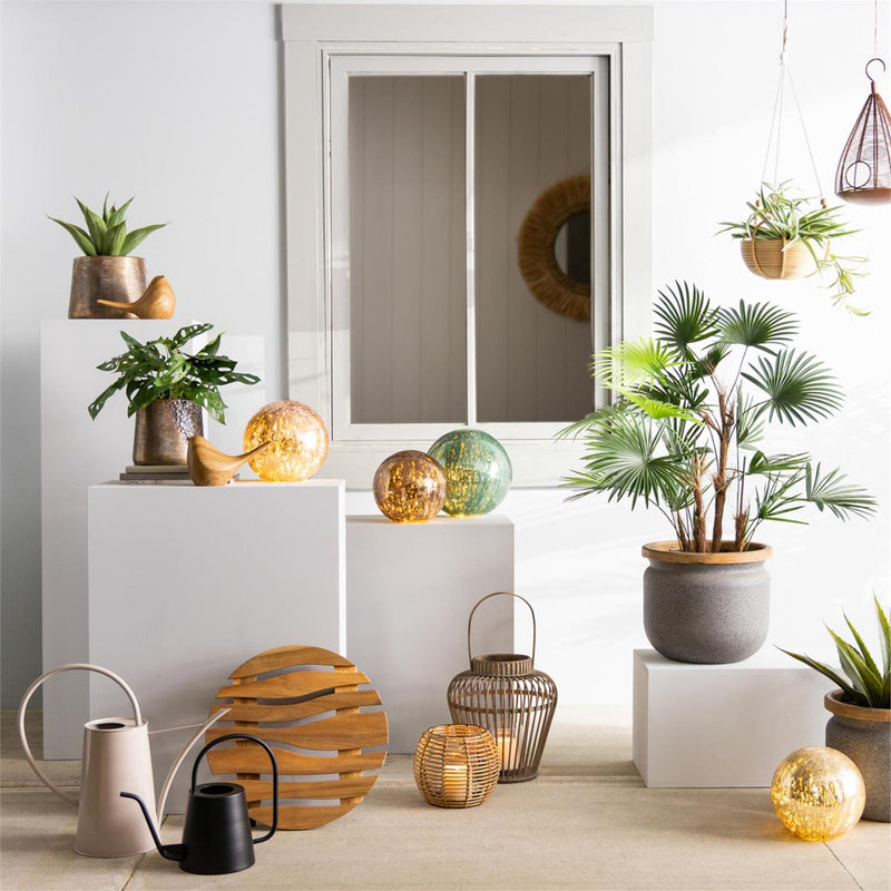 6" Round Wicker Lantern