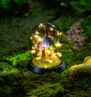 Evergreen Statuary,LED Resin Mushroom Smoked Acrylic Cloche Statue,6.1x6.1x7.3 Inches