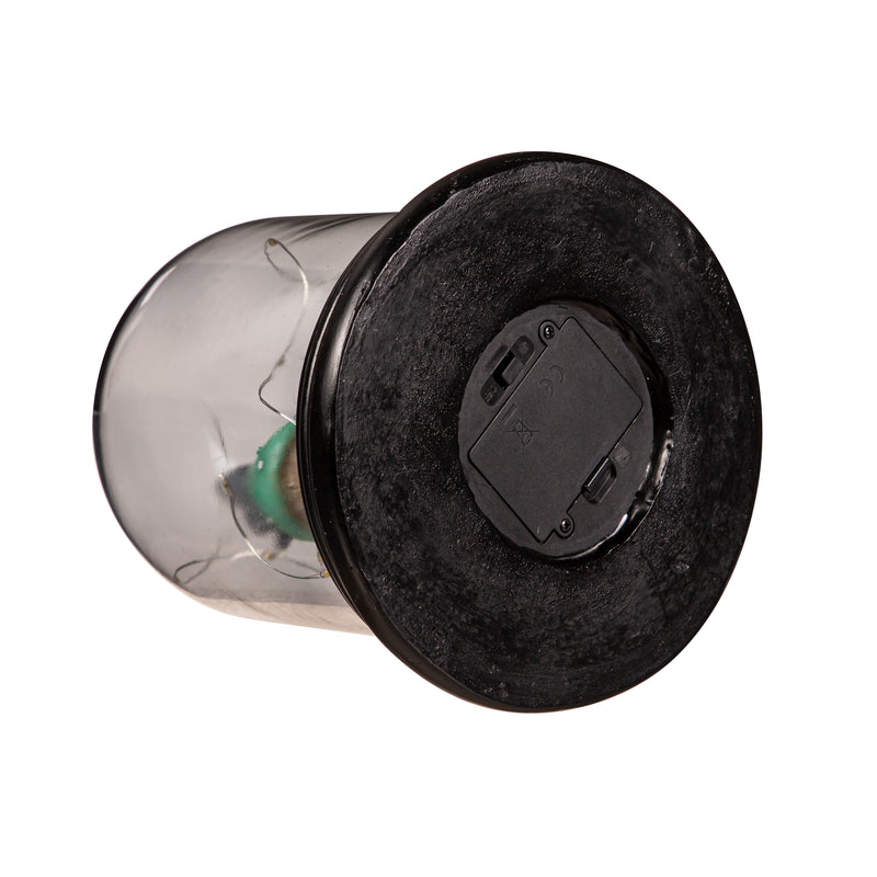 Evergreen Statuary,LED Resin Mushroom Smoked Acrylic Cloche Statue,6.1x6.1x7.3 Inches