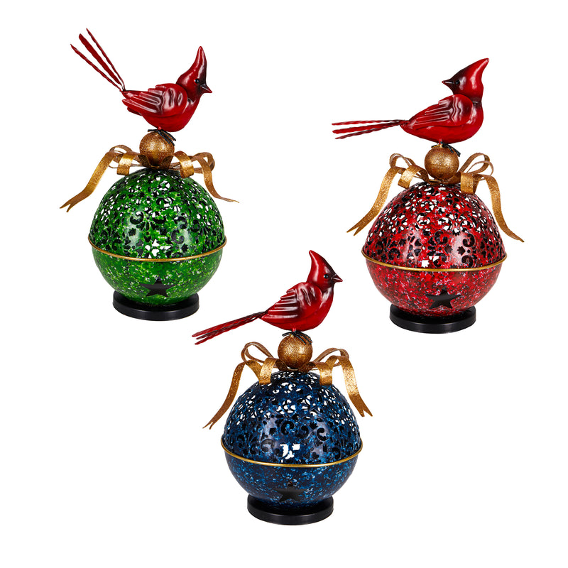 Evergreen Statuary,10"H LED Cardinal On Ornament,5.91x7.09x10.43 Inches