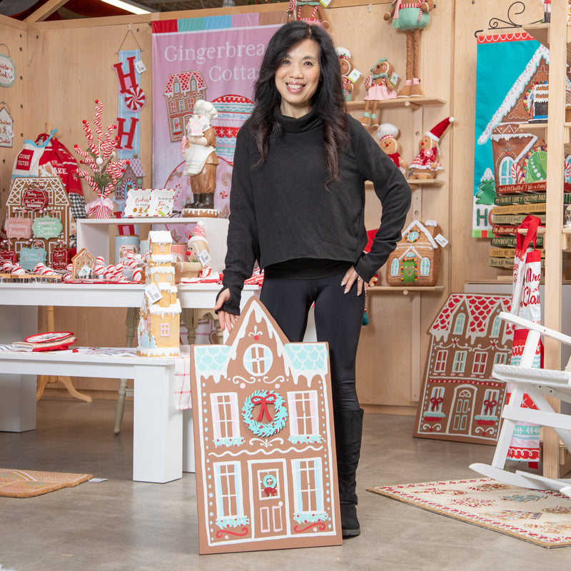 Gingerbread House Porch, Blue Roof,2la2622