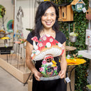 Garden of Wonder Garden Statue, LED Metal Floral Mushroom House, 16"H