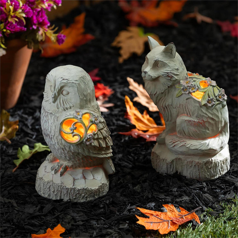 Fall Animal Solar Statue, 9"H