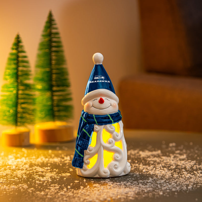 Seattle Seahawks Snowman LED Statuary, 8"