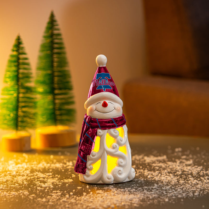 Philadelphia Phillies Snowman LED Statuary, 8"