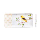 14" Melamine Rectangular Platter with Spreader Set, Birds in Blooms,2mps9863