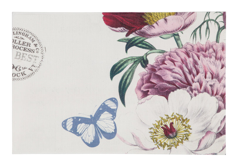 Woven Vinyl PVC Placemat, Floral Butterfly, Set of 4,2pm004