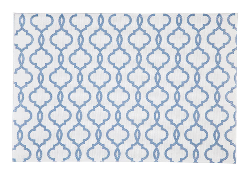 Woven Vinyl PVC Placemat, Blue Pattern, Set of 4,2pm005