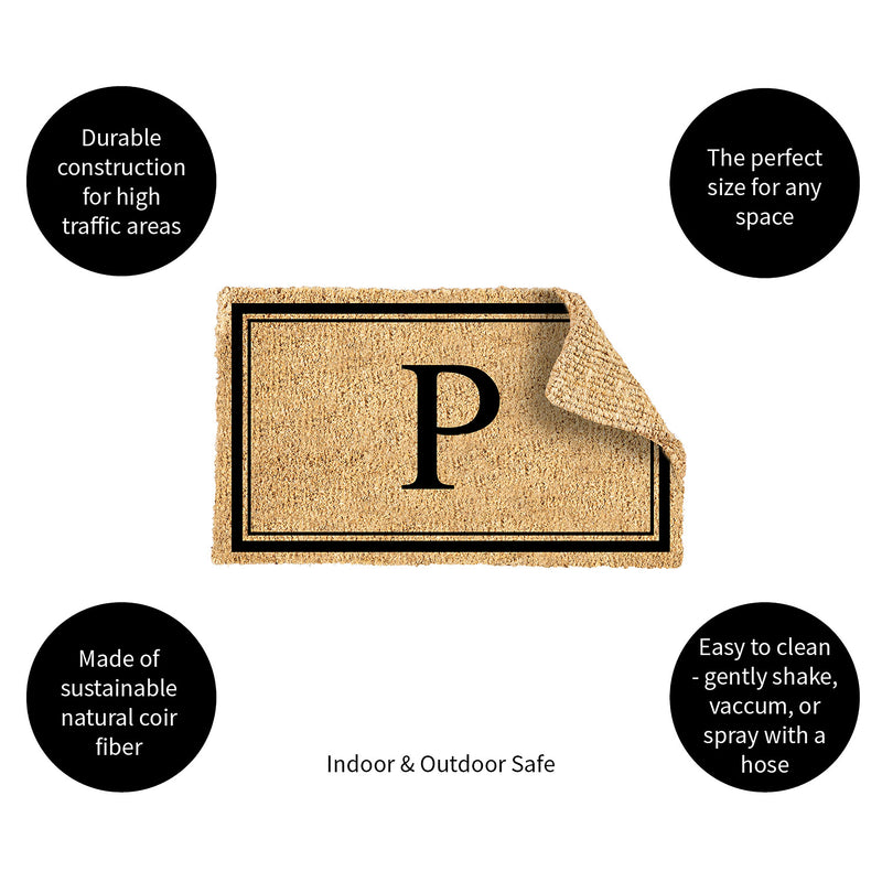 Monogram Coir Mat, Letter  "P"