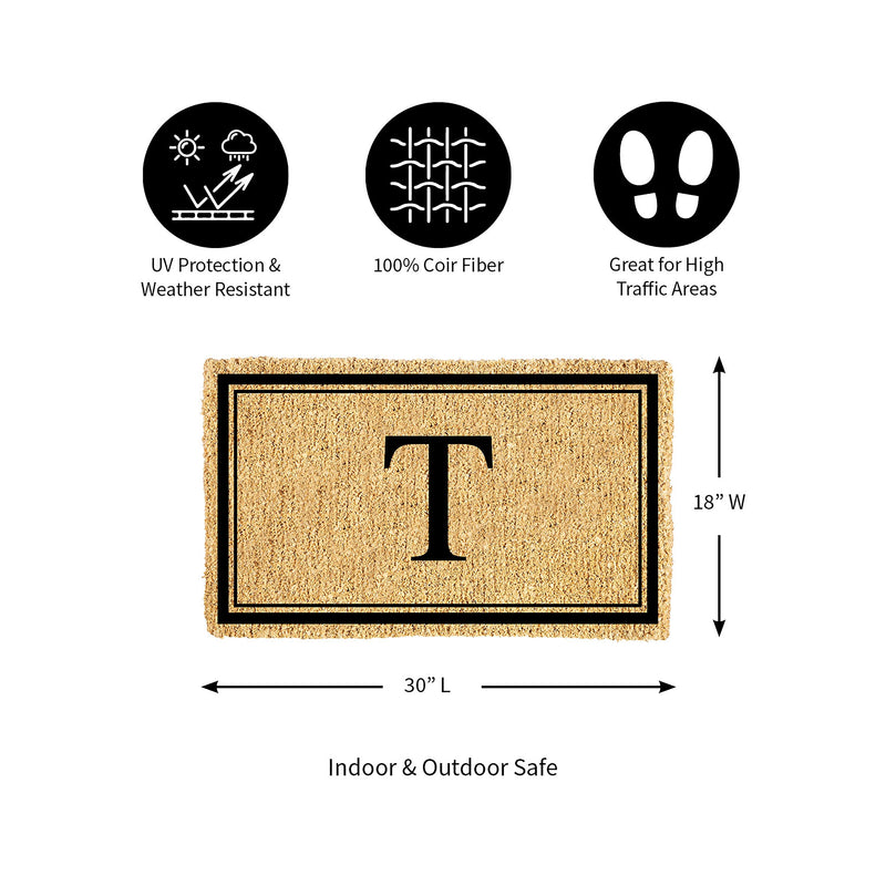 Monogram Coir Mat, Letter  "T"