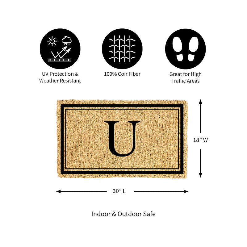 Monogram Coir Mat, Letter  "U"