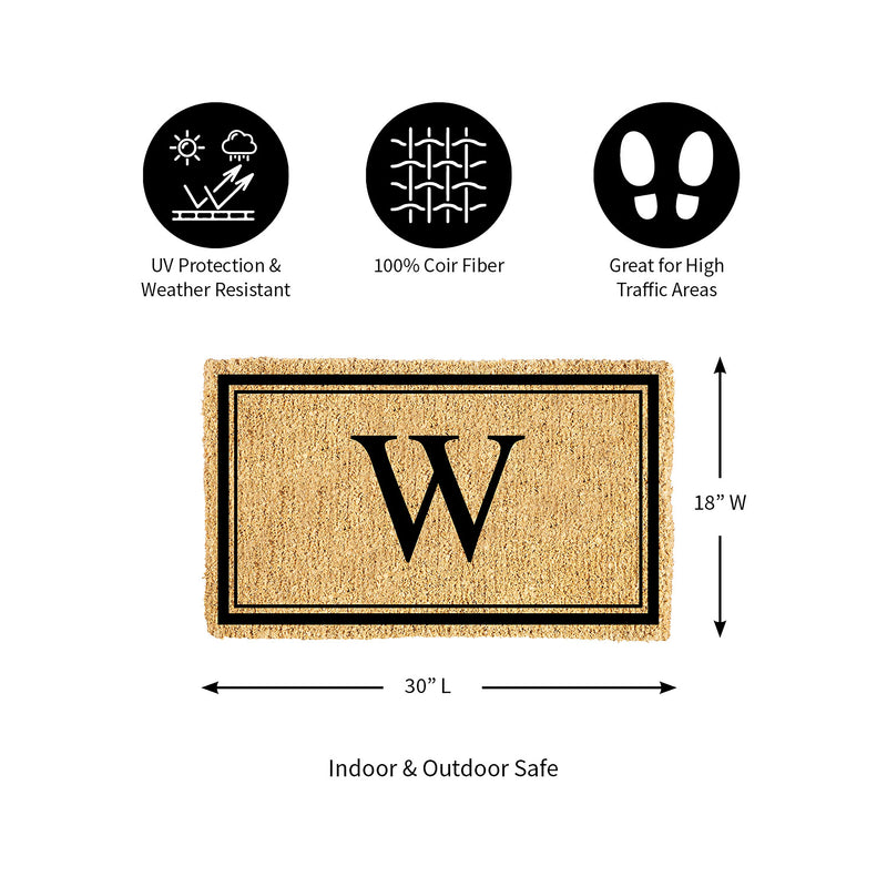 Monogram Coir Mat, Letter  "W"