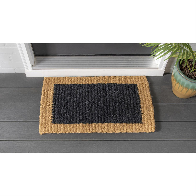Natural Coir and Black Woven Mat, 3 Asst