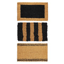 Natural Coir and Black Woven Mat, 3 Asst