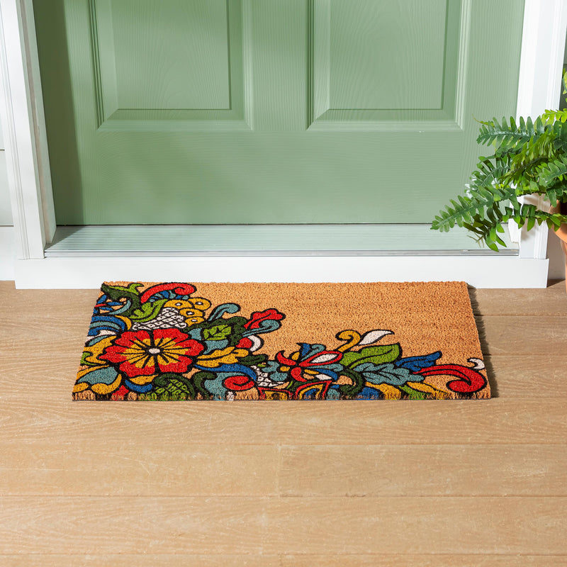 Bold Floral Coir Mat