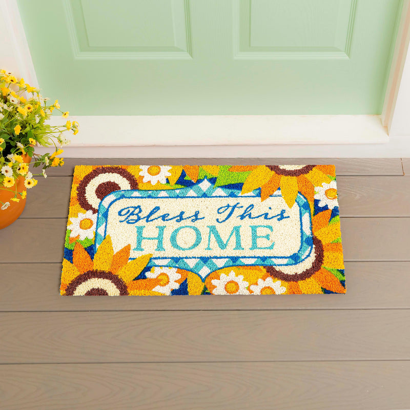 Bless this Home Sunflowers Coir Mat