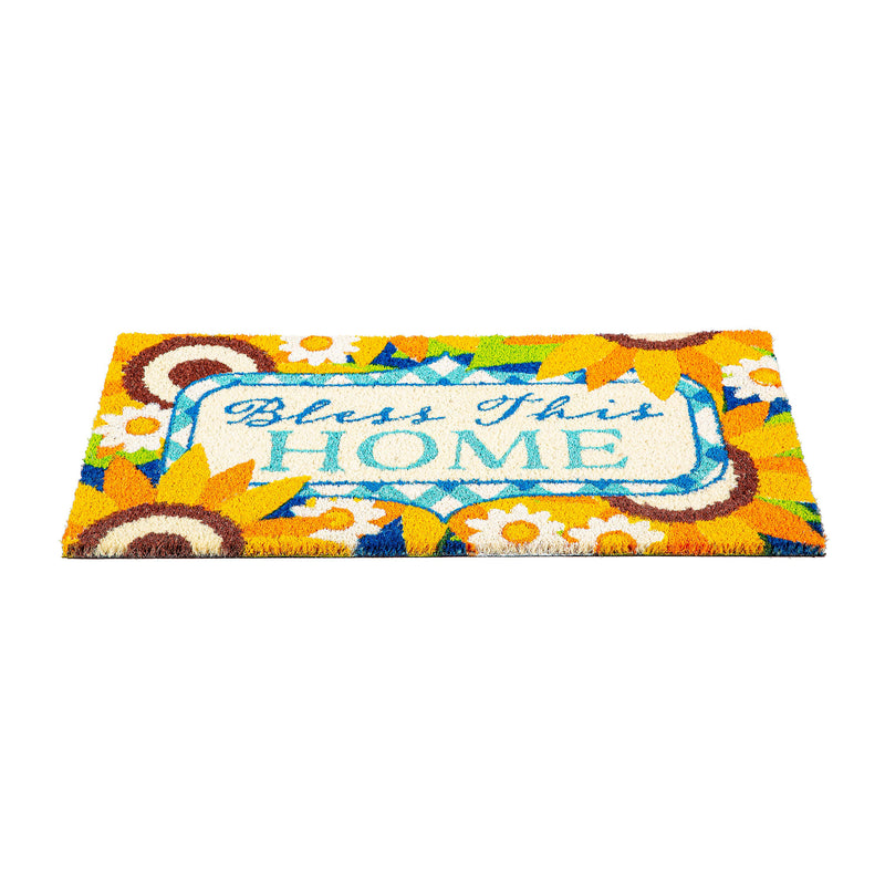 Bless this Home Sunflowers Coir Mat