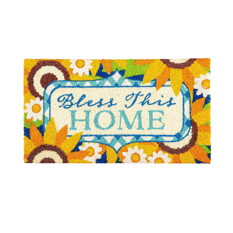 Bless this Home Sunflowers Coir Mat