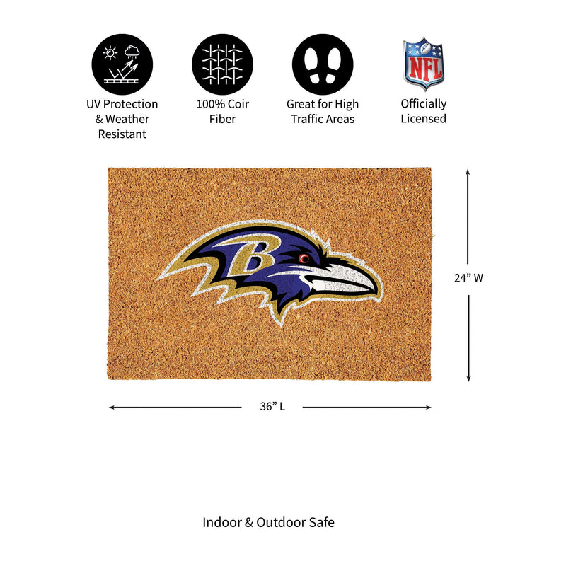 Baltimore Ravens Large Full Color Coir Mat, 36"x24"
