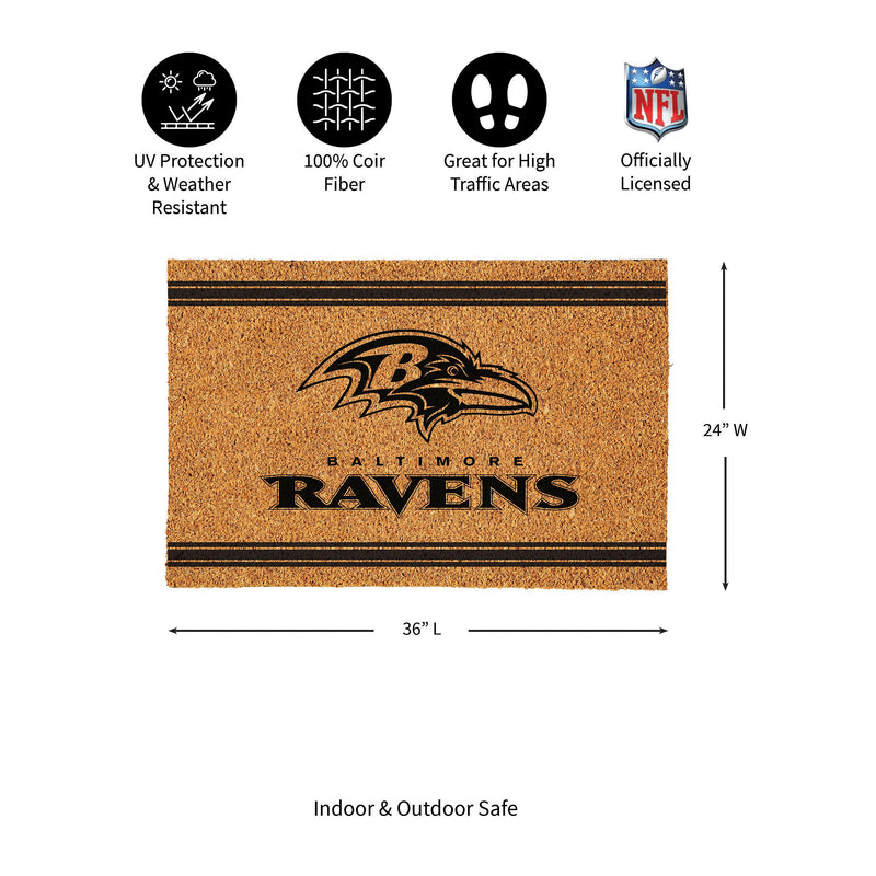 Baltimore Ravens Large One Color Coir Mat, 36"x24"