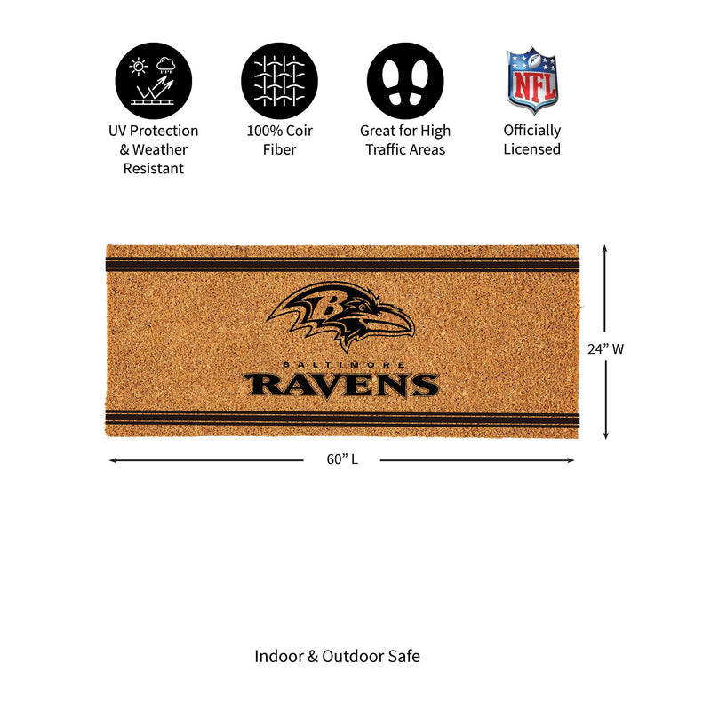 Baltimore Ravens Extra Large One Color Coir Mat, 60"x24"