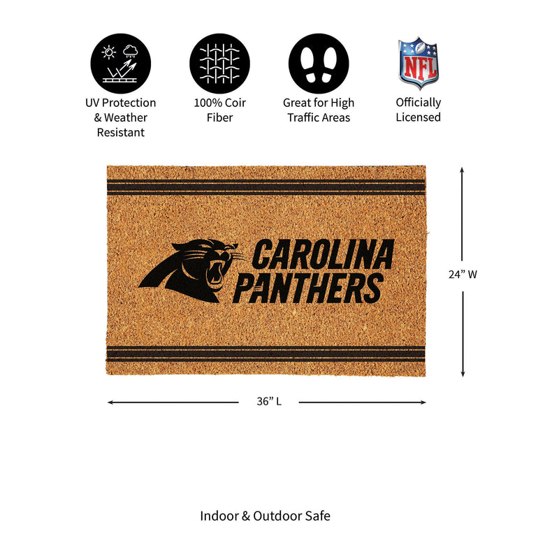 Carolina Panthers Large One Color Coir Mat, 36"x24"