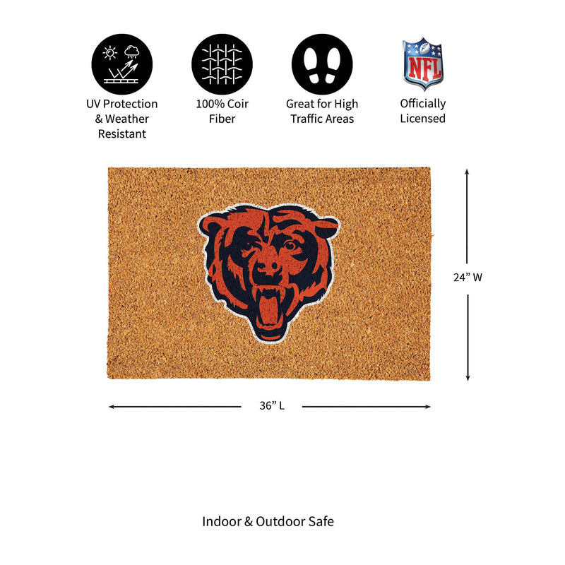 Chicago Bears Large Full Color Coir Mat, 36"x24"