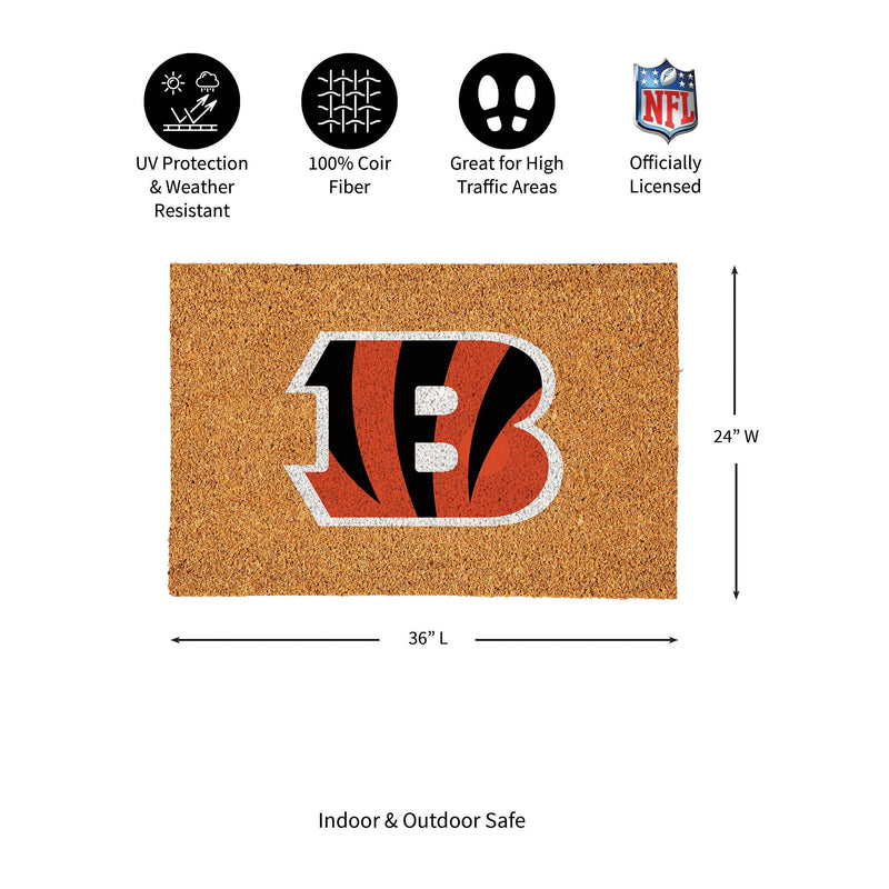 Cincinnati Bengals Large Full Color Coir Mat, 36"x24"