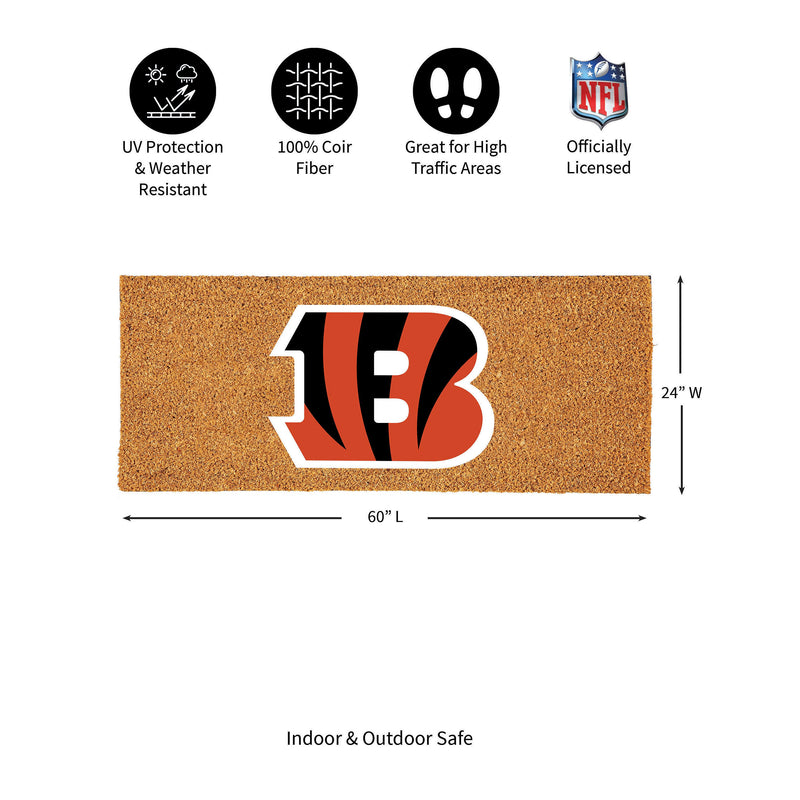 Cincinnati Bengals Extra Large Full Color Coir Mat, 60"x24"