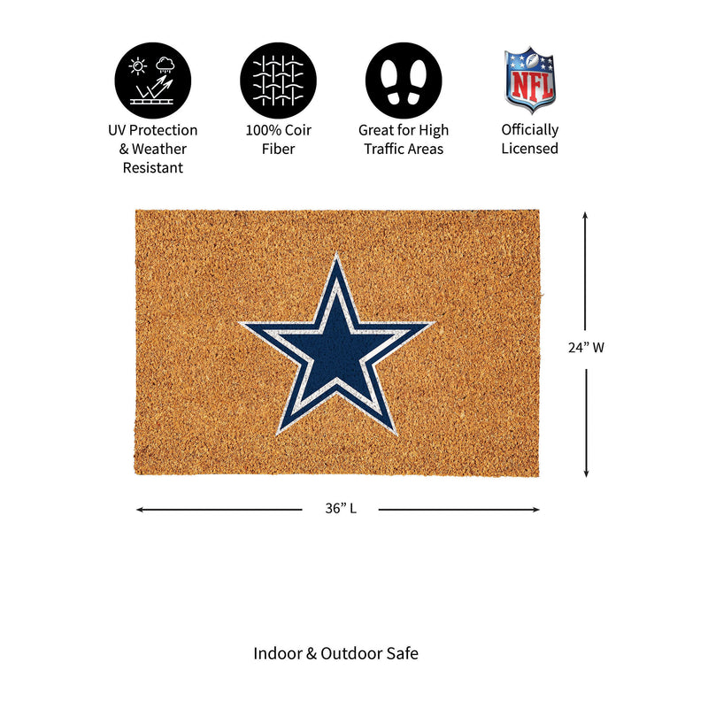 Dallas Cowboys Large Full Color Coir Mat, 36"x24"