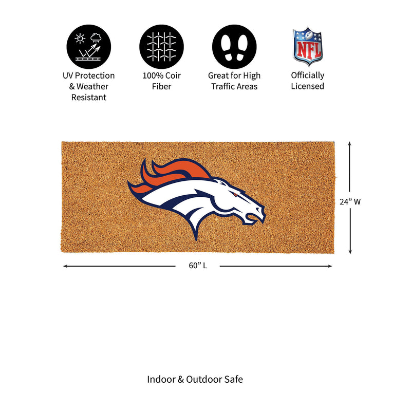 Denver Broncos Extra Large Full Color Coir Mat, 60"x24"