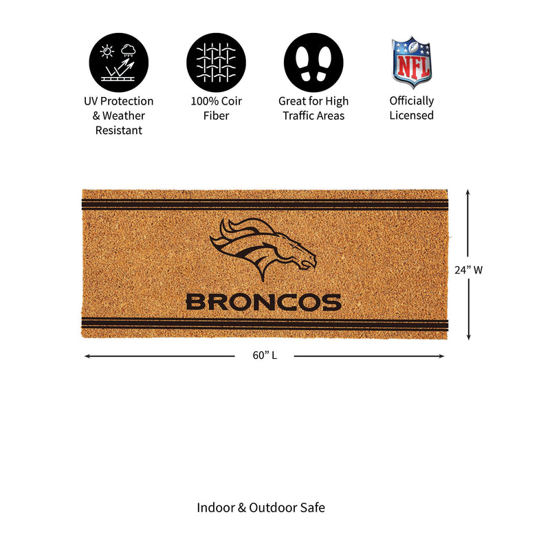 Denver Broncos Extra Large One Color Coir Mat, 60"x24"