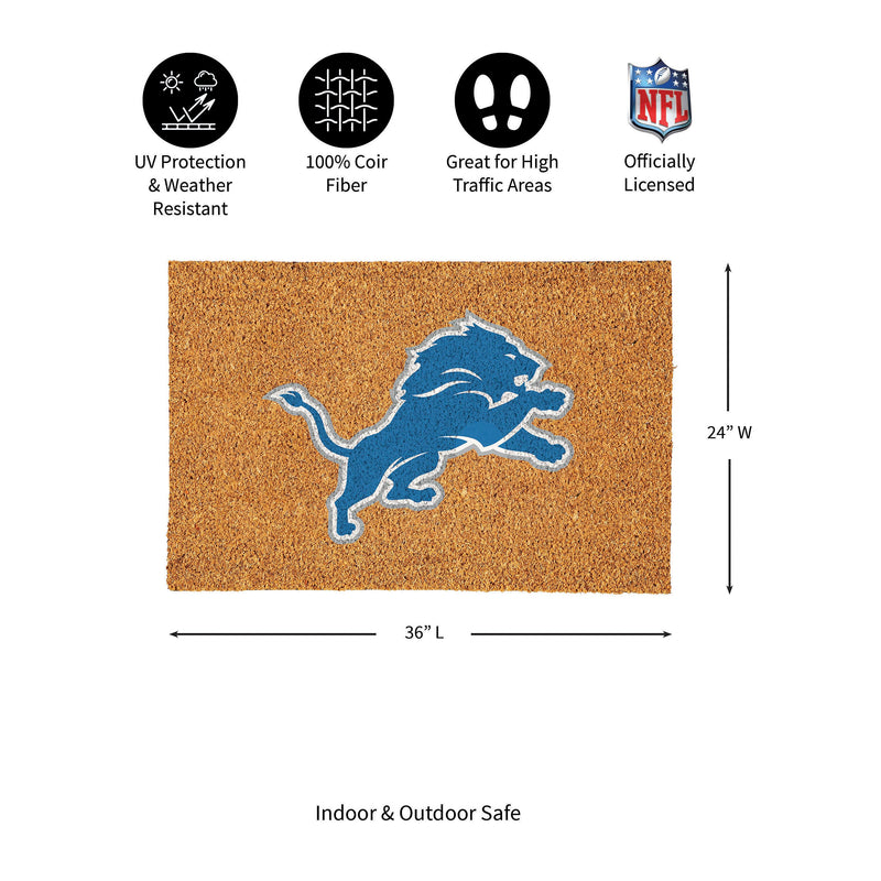 Detroit Lions Large Full Color Coir Mat, 36"x24"
