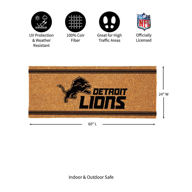 Detroit Lions Extra Large One Color Coir Mat, 60"x24"