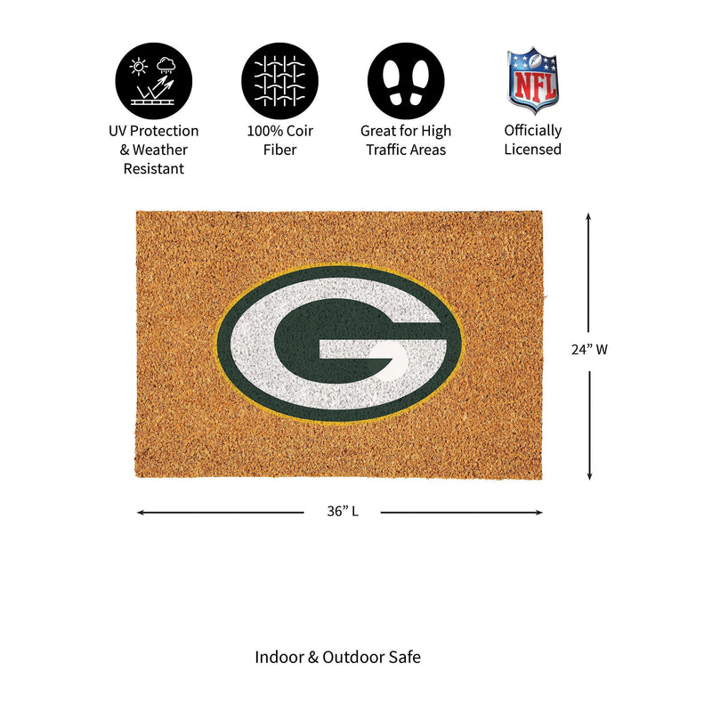 Green Bay Packers Large Full Color Coir Mat, 36"x24"