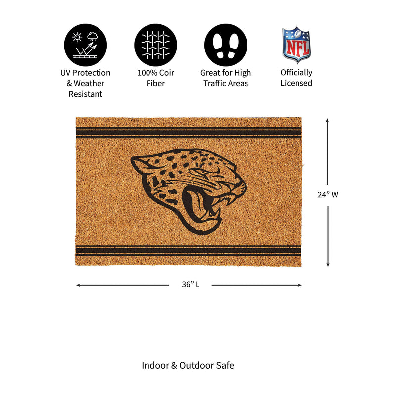 Jacksonville Jaguars Large One Color Coir Mat, 36"x24"