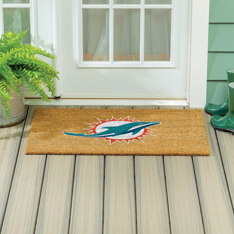 Miami Dolphins Large Full Color Coir Mat, 36"x24"