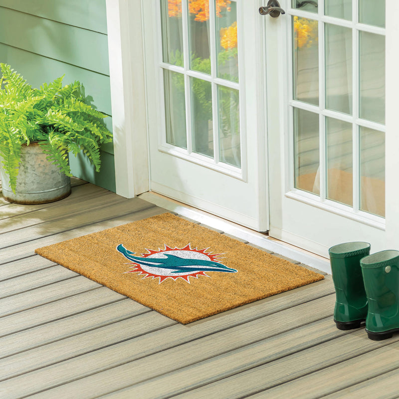 Miami Dolphins Large Full Color Coir Mat, 36"x24"