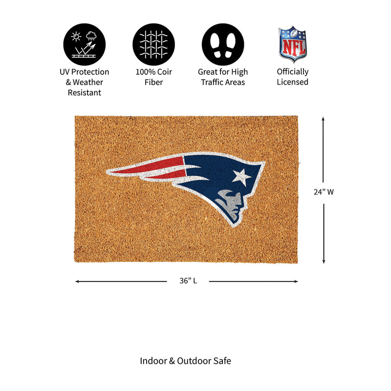 New England Patriots Large Full Color Coir Mat, 36"x24"