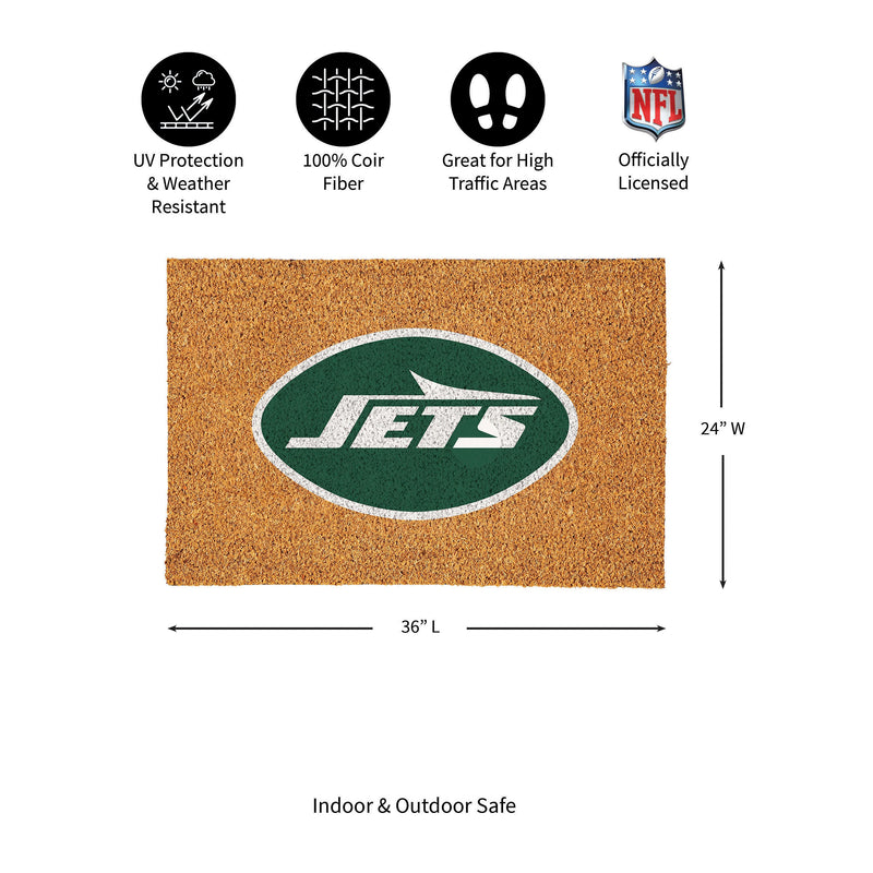 New York Jets Large Full Color Coir Mat, 36"x24"