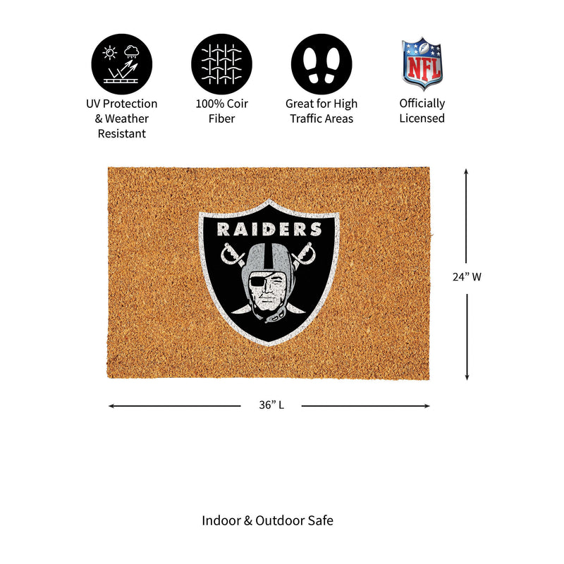 Las Vegas Raiders Large Full Color Coir Mat, 36"x24"