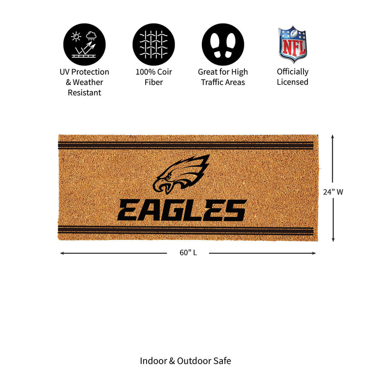 Philadelphia Eagles Extra Large One Color Coir Mat, 60"x24"