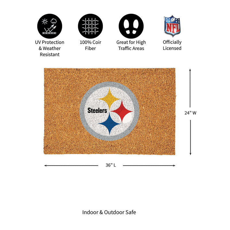 Pittsburgh Steelers Large Full Color Coir Mat, 36"x24"