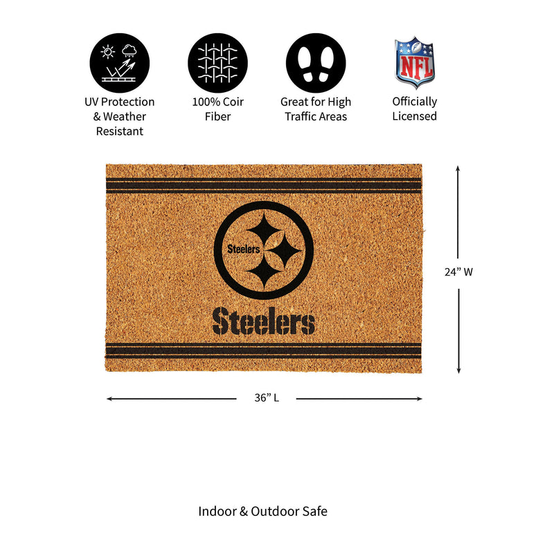 Pittsburgh Steelers Large One Color Coir Mat, 36"x24"