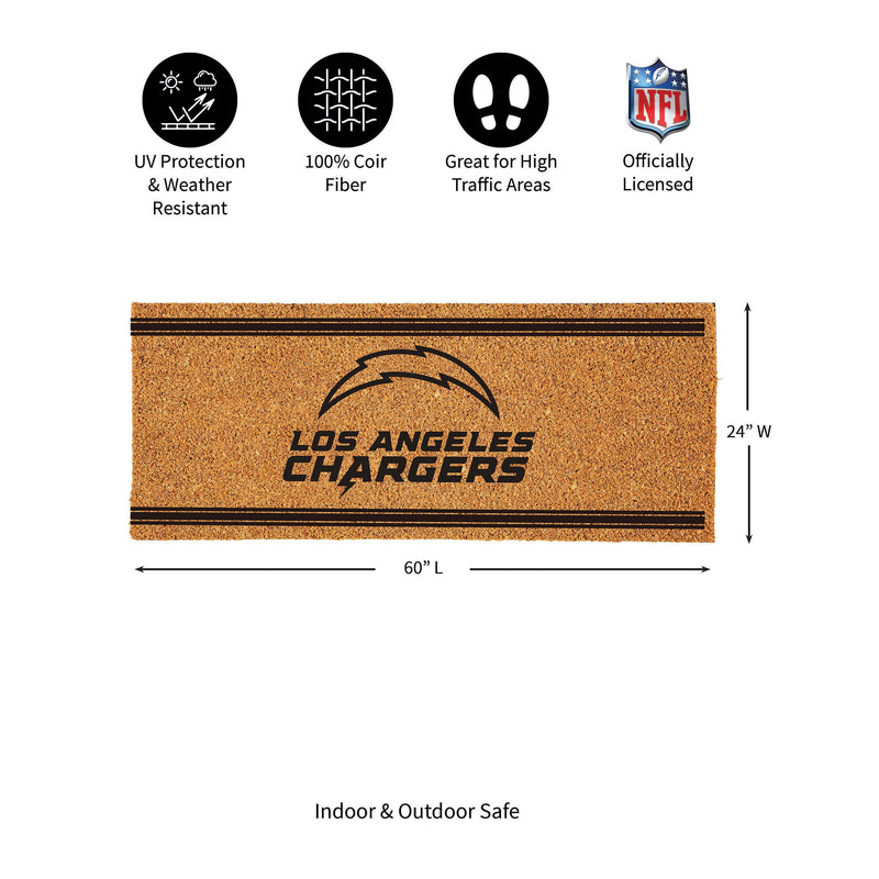 Los Angeles Chargers Extra Large One Color Coir Mat, 60"x24"