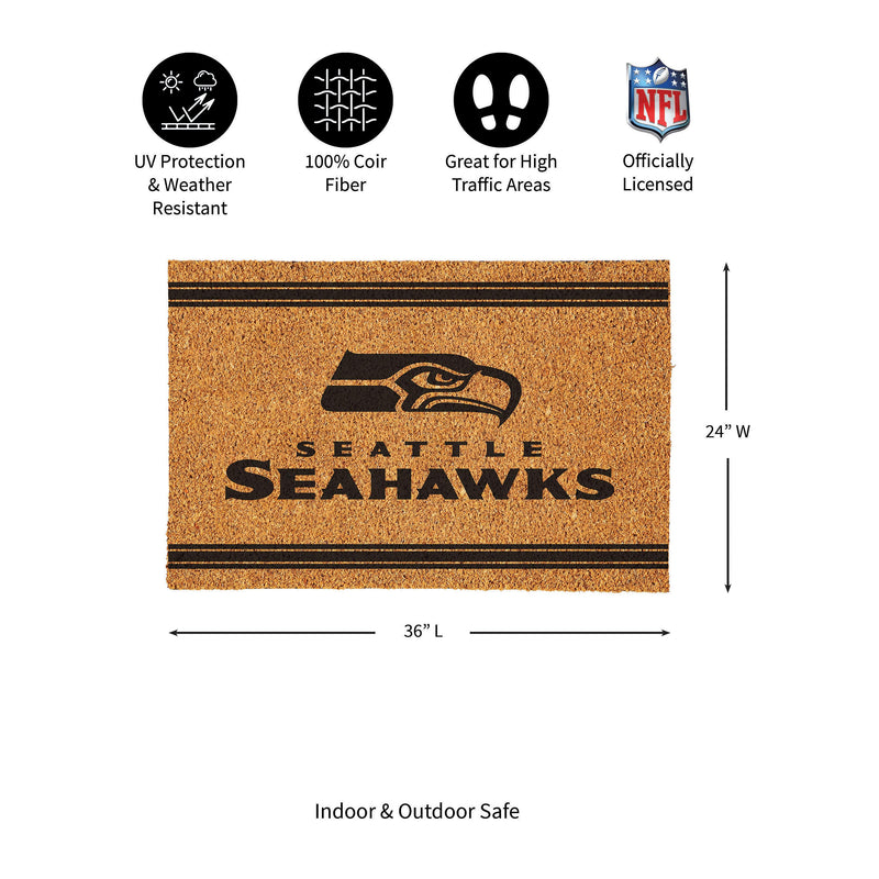 Seattle Seahawks Large One Color Coir Mat, 36"x24"